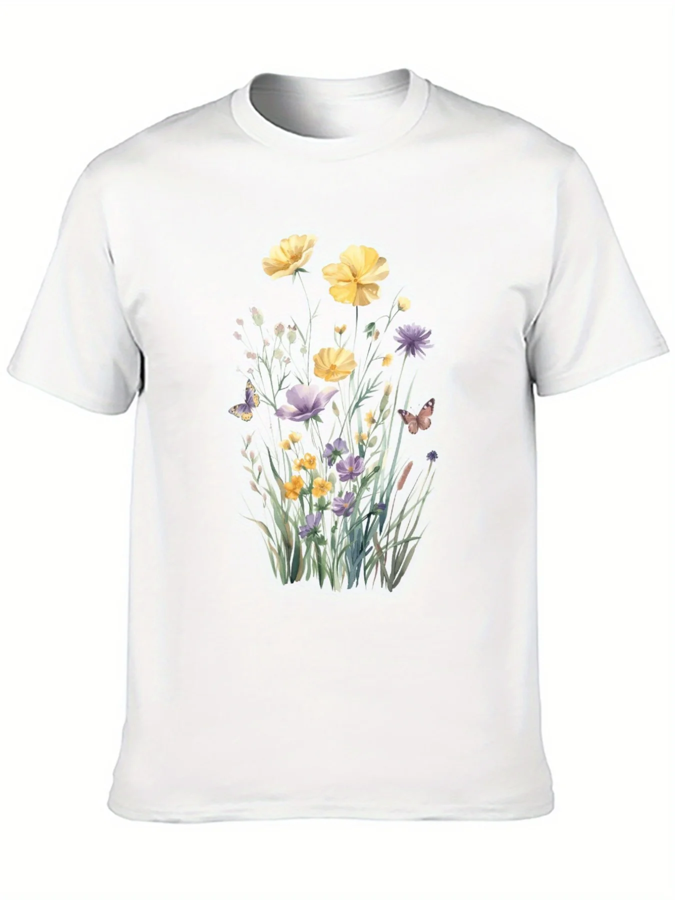 활기찬 꽃 프린트 티셔츠 여성 하라주쿠 반팔 캐주얼 여성 티셔츠 의류 스트리트 탑 티셔츠 미적 의류