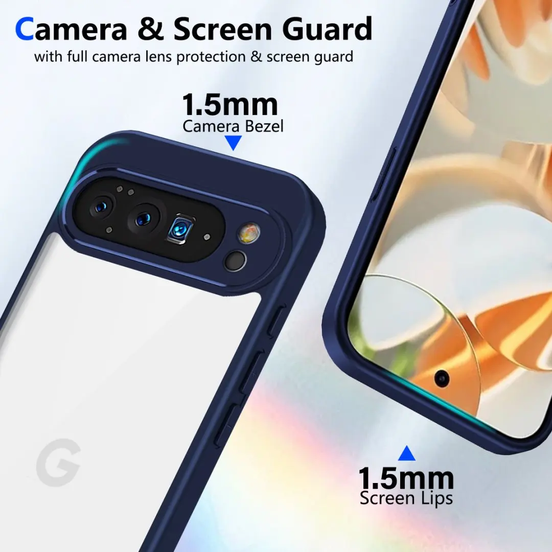 Google Pixel 10 9 Pro XL 9A 용 투명 충격 방지 전화 케이스 컬러 프레임 렌즈 보호 커버 하드 아크릴 백 쉘 Funda