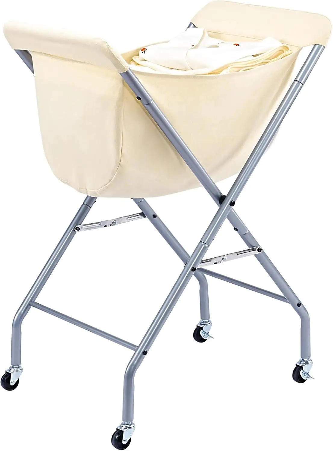 

32" Rolling Laundry Cart with Removable Bag, 4 Wheels & Brakes, Sturdy Metal Frame, Easy Assembly