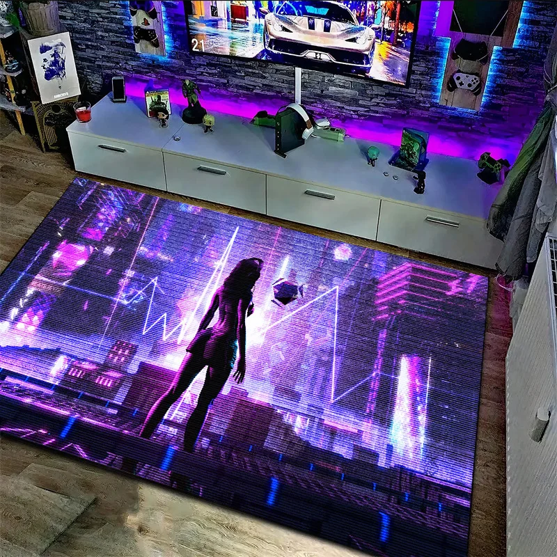 Cartoon City Girl Carpet Game Esports Room Decoration Bedroom Floor Mat Living Room Sofa Coffee Table Mat