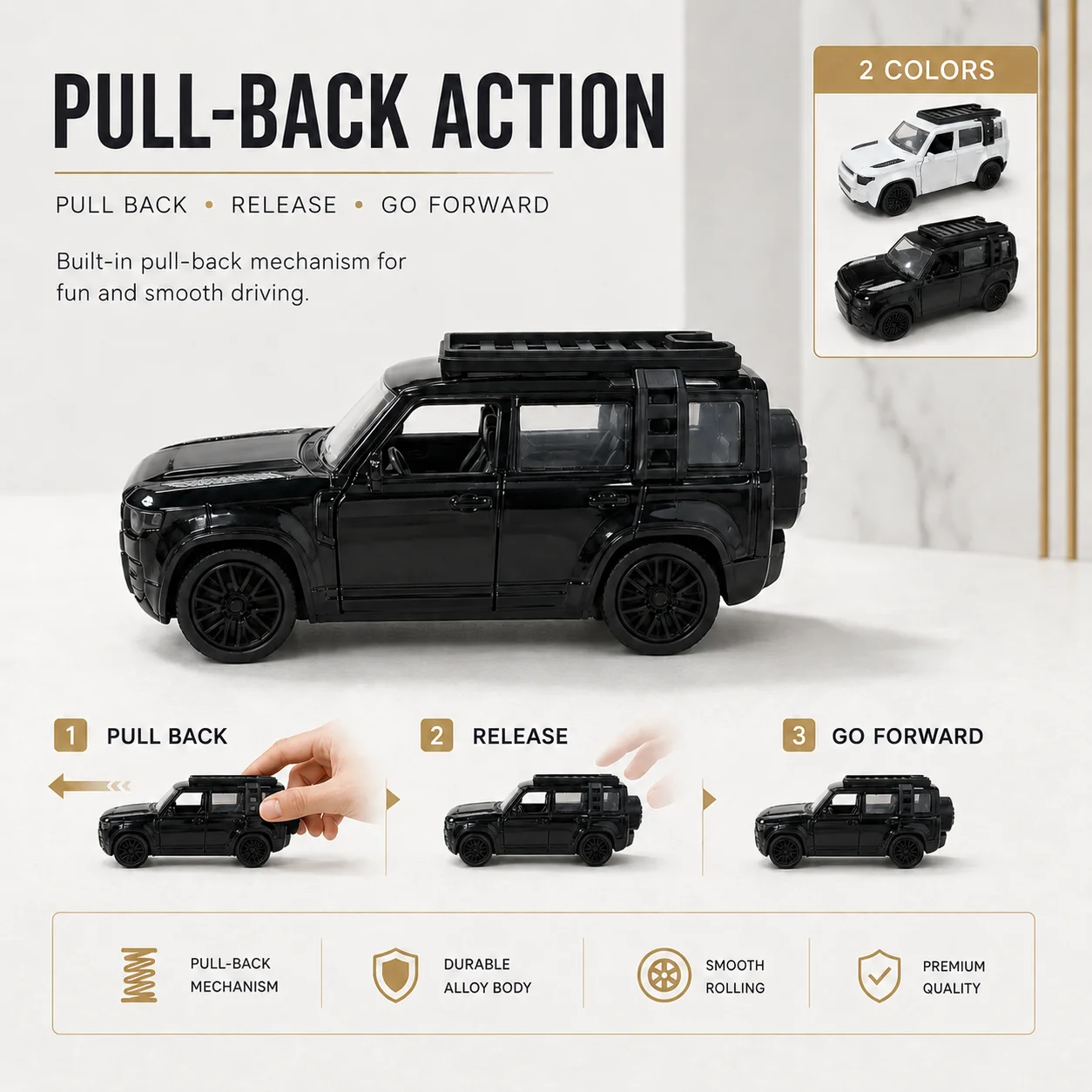 (Corrugated Box) Square Offroad SUV Style Toy Car, Powerful Spring, Metal Casting, Boy's Toy, the Best Gift.