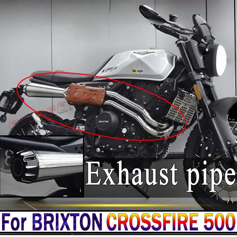 Right Side 2-in-1 High Mount Exhaust Pipe For Fit BRIXTON CROSSFIRE 500 GK500 Battery Cover Accessories