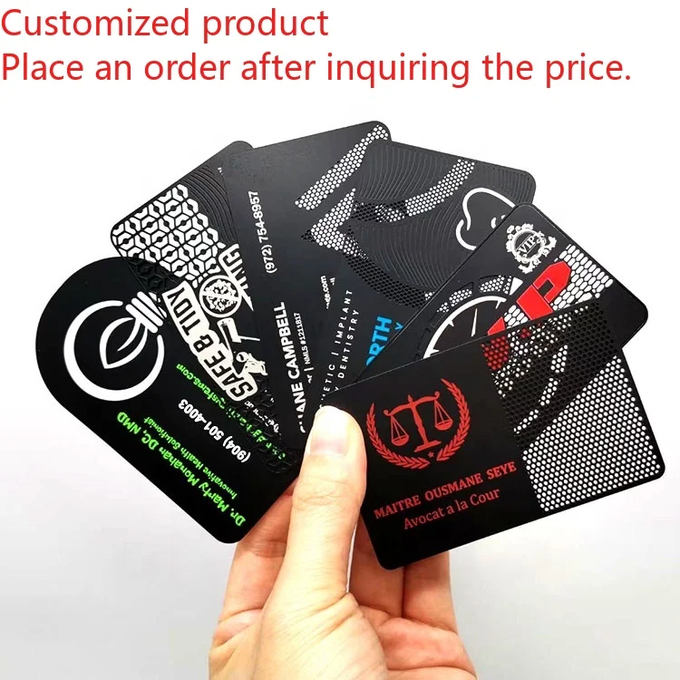 

Customized query Wholesales Custom Printing Laser Engraving Logo Stainless Steel Metal Card Black Metal Business Cards for Exclu