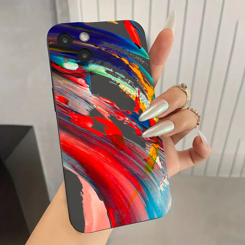 Watercolor Graffiti Love Heart Phone Case For iPhone 11 15 12 13 14 Pro Max Mini XS XR X 7 8 Plus Shockproof Soft Silicone Cover