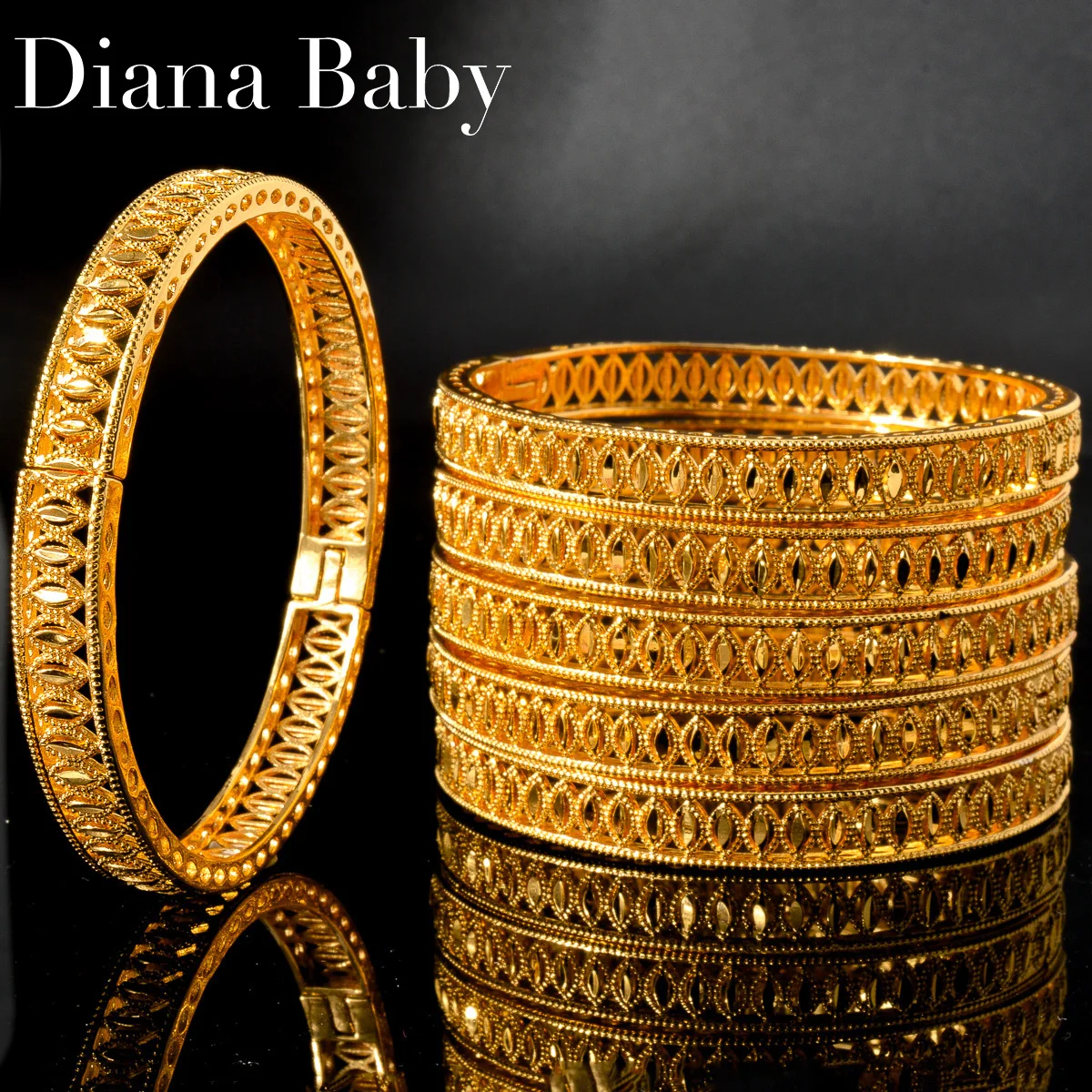 Dubai 18k กำไลชุบทองหรูหราสีทองสร้อยข้อมือตาม้า้าสำหรับงานแต่งงานอินเดียแอฟริกันเอธิโอเปียเครื่องประดับมืออาหรับของขวัญ