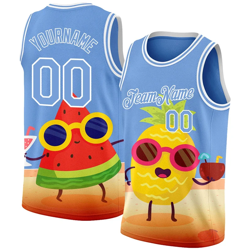 

Custom Name Fruit Pattern Men Tank Top Watermelon Pineapple Tropical Vest Kids Sports Basketball Hawaiian Sleeveless Mesh Tees
