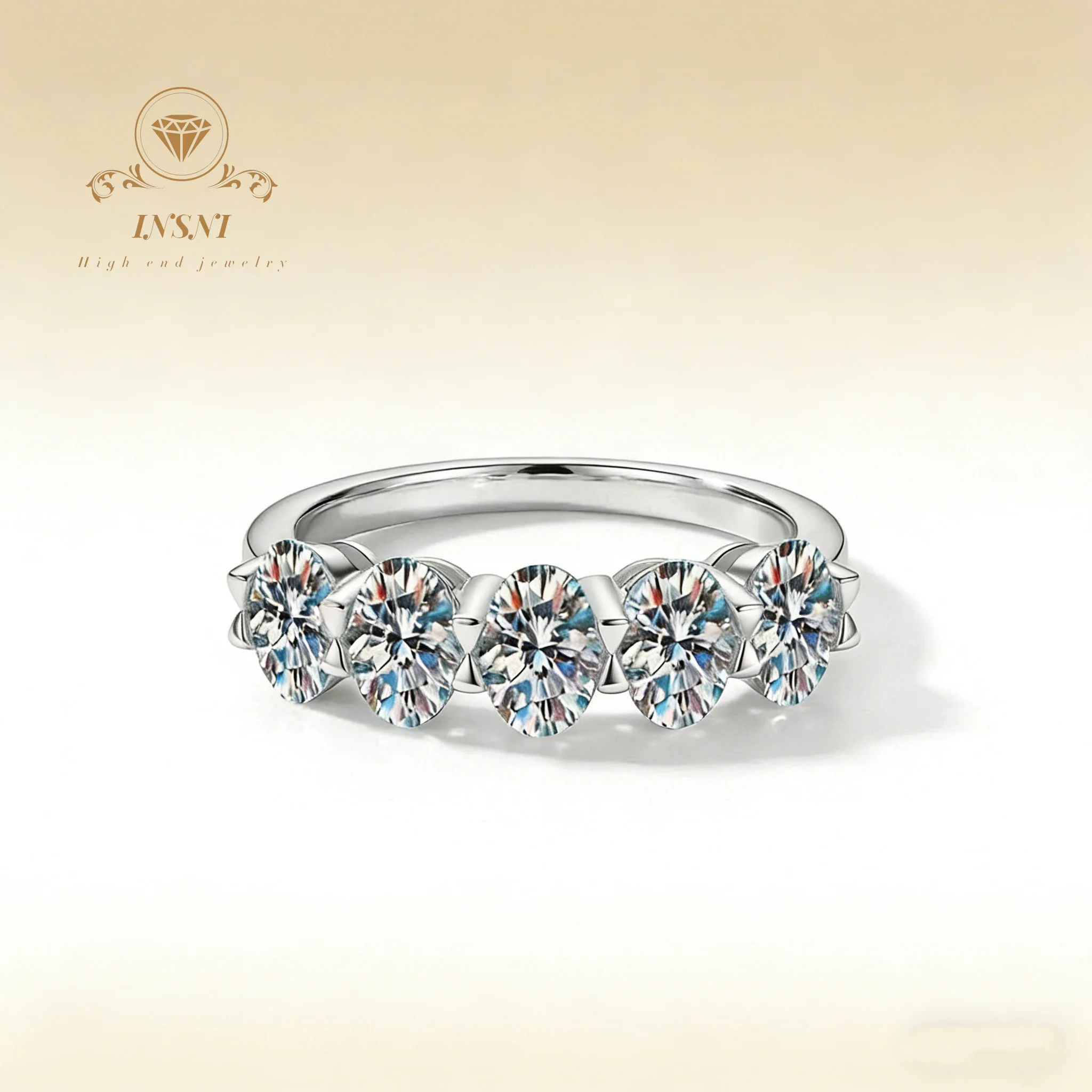 

2.5ct 925 Sterling Silver Dainty Row Setting Moissanite Ring Insta mmable Light Luxury Women's Jewelry Trendsetters Gift