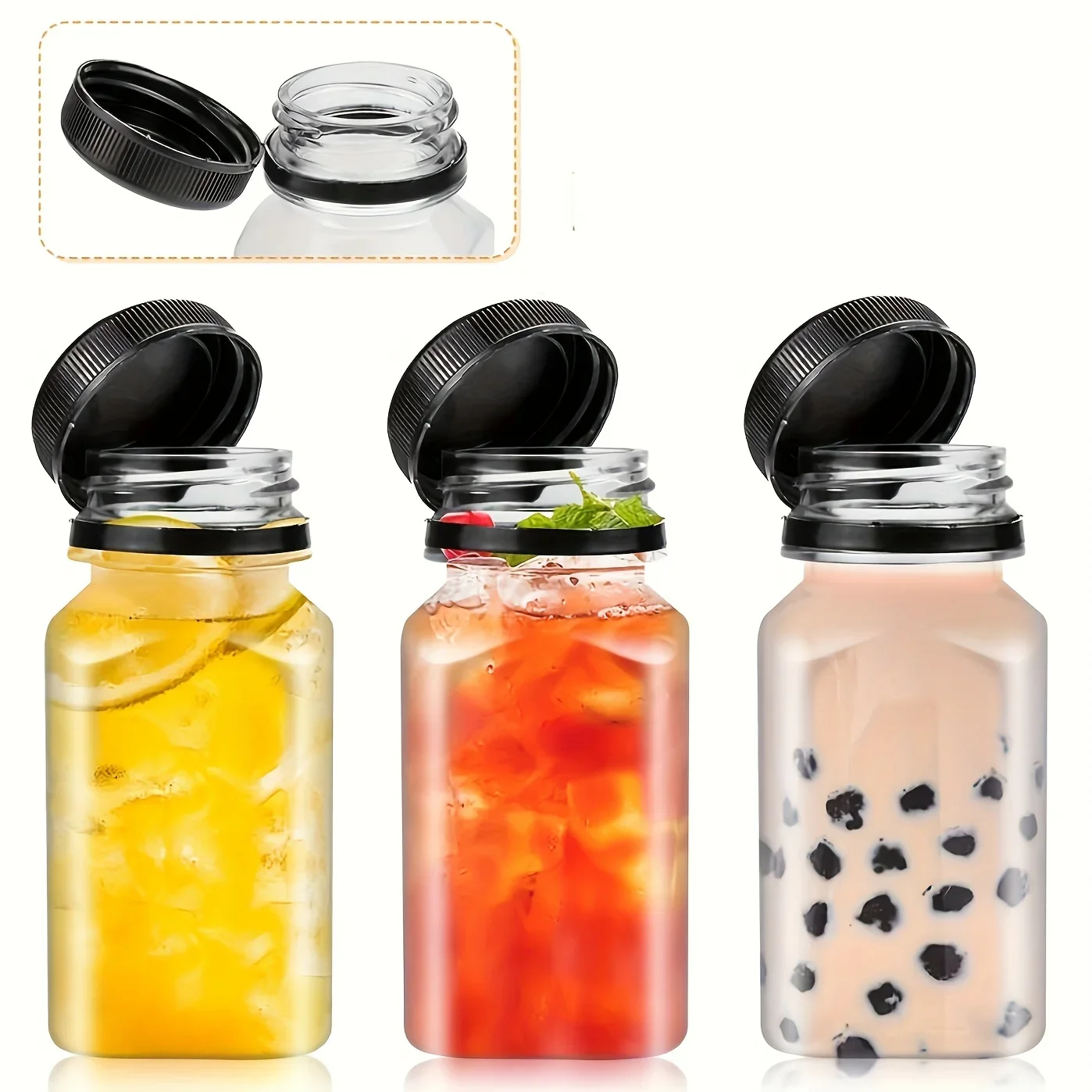 5/10pcs Leak-Proof Clear Plastic Juice Bottles-Perfect For Juicing Smoothies, Milk Homemade and Other Beverages Portable for Out