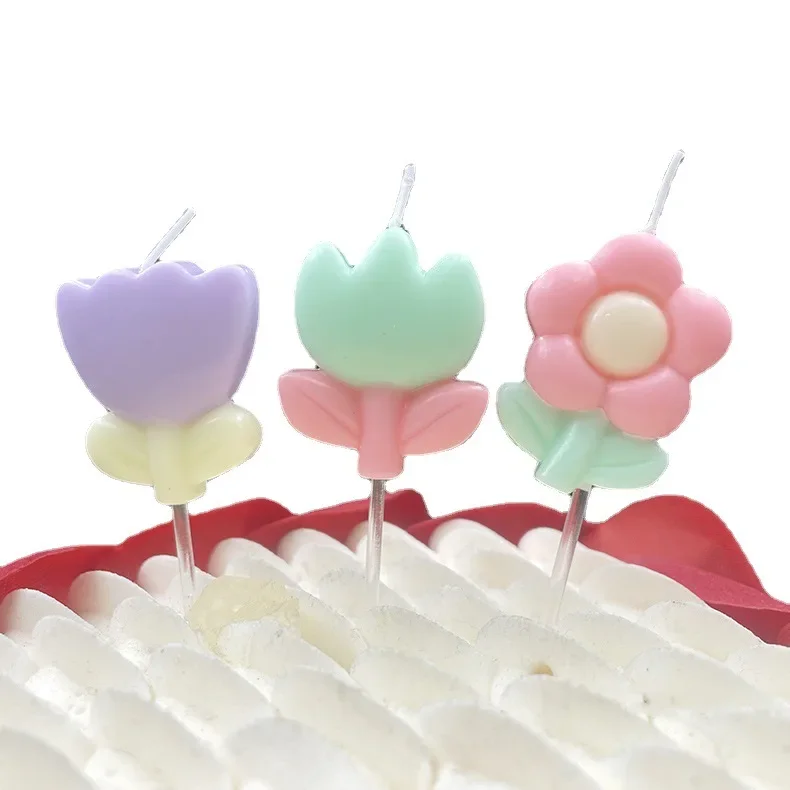 

Creative Tulip Flower Birthday Candle ins Colorful Spring Flower Egg Flower Cake Decoration Party Candle