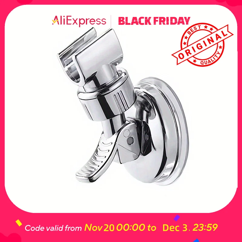 Adjustable Shower Head Holder - Strong Suction Cup Mount, No Drill Shower Arm Bracket for Handheld Sprayer, Bathroom Wall Instal