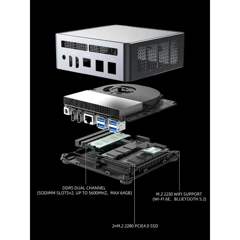 Venus UM790 Pro Mini PC 9 7940HS حتى 5.2 جيجا هرتز مع Radeon 780M، إصدار Barebone بدون ذاكرة الوصول العشوائي وSSD، 4xU