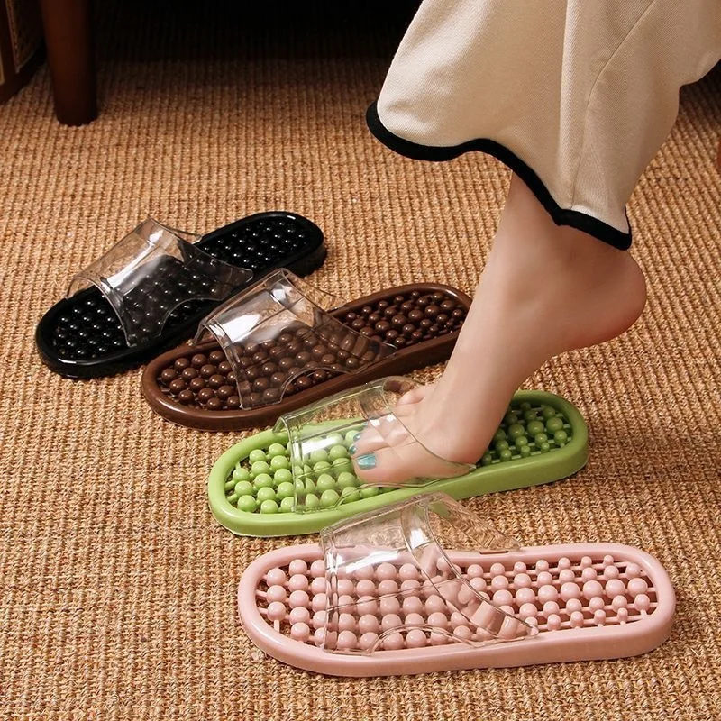 New crystal massage slippers women's summer home bath non-slip indoor bathroom couple bedroom one-word sandals