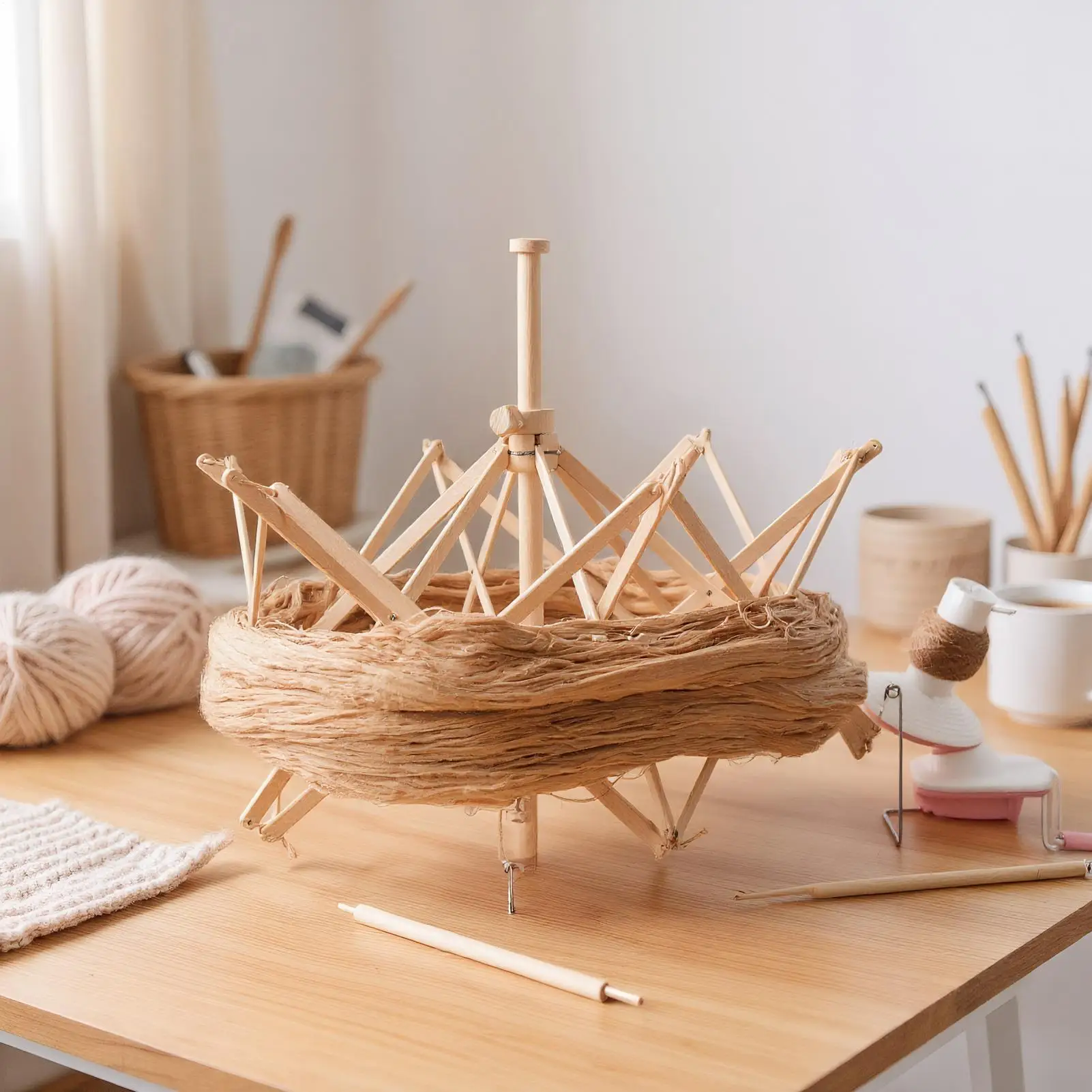 

Wooden Yarn Winder String Wool Winder Holder Umbrella Hand-Operated Knitting Needle Yarn Craft Skein Winder Tools