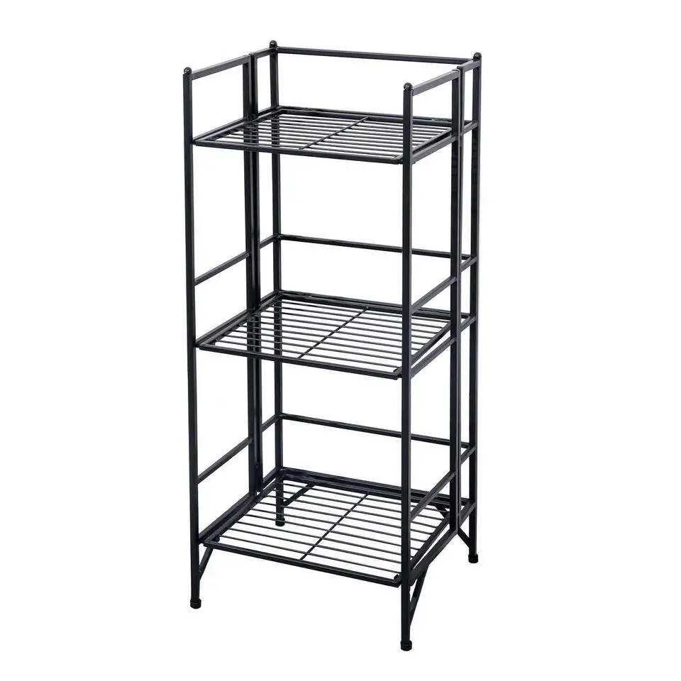 3 Tier Folding Metal Corner Rack Shelf Shelves Unit Kitchen Organizer Holders