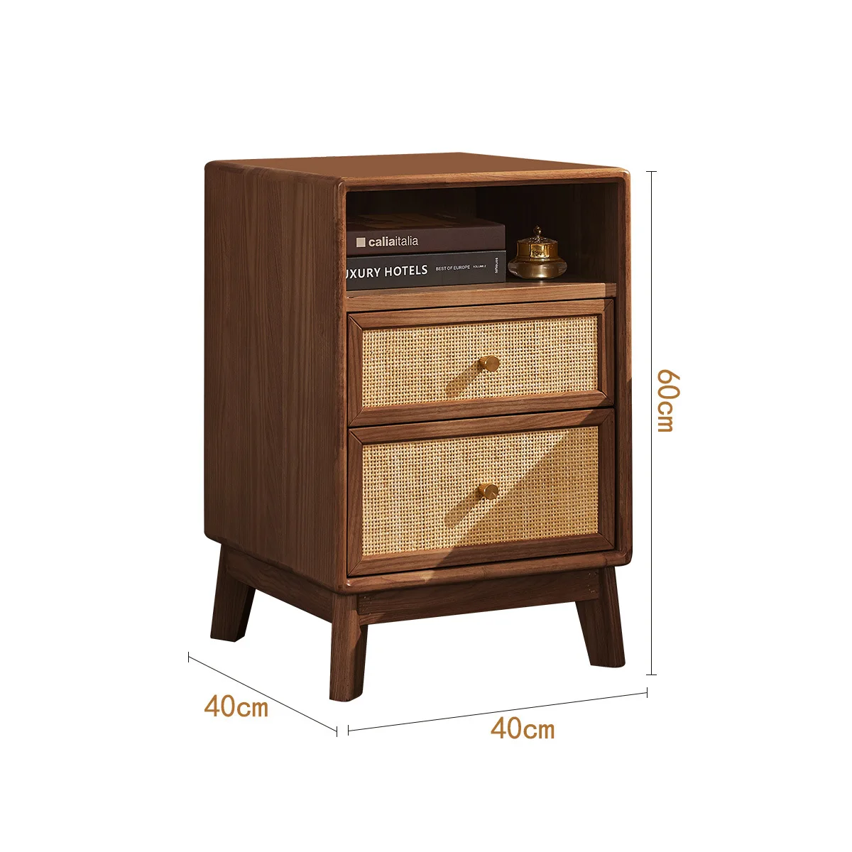 Nordic solid wood bedside table, small apartment sofa side cabinet, simple rattan edge storage cabinet, corner storage small