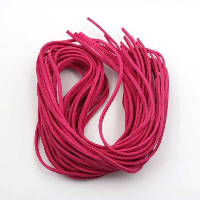 5pcs 1m 3mm Flat Faux Suede Korean Velvet Leather Cord DIY Rope Thread Jewelry Making Decorative Handicrafts Accessories