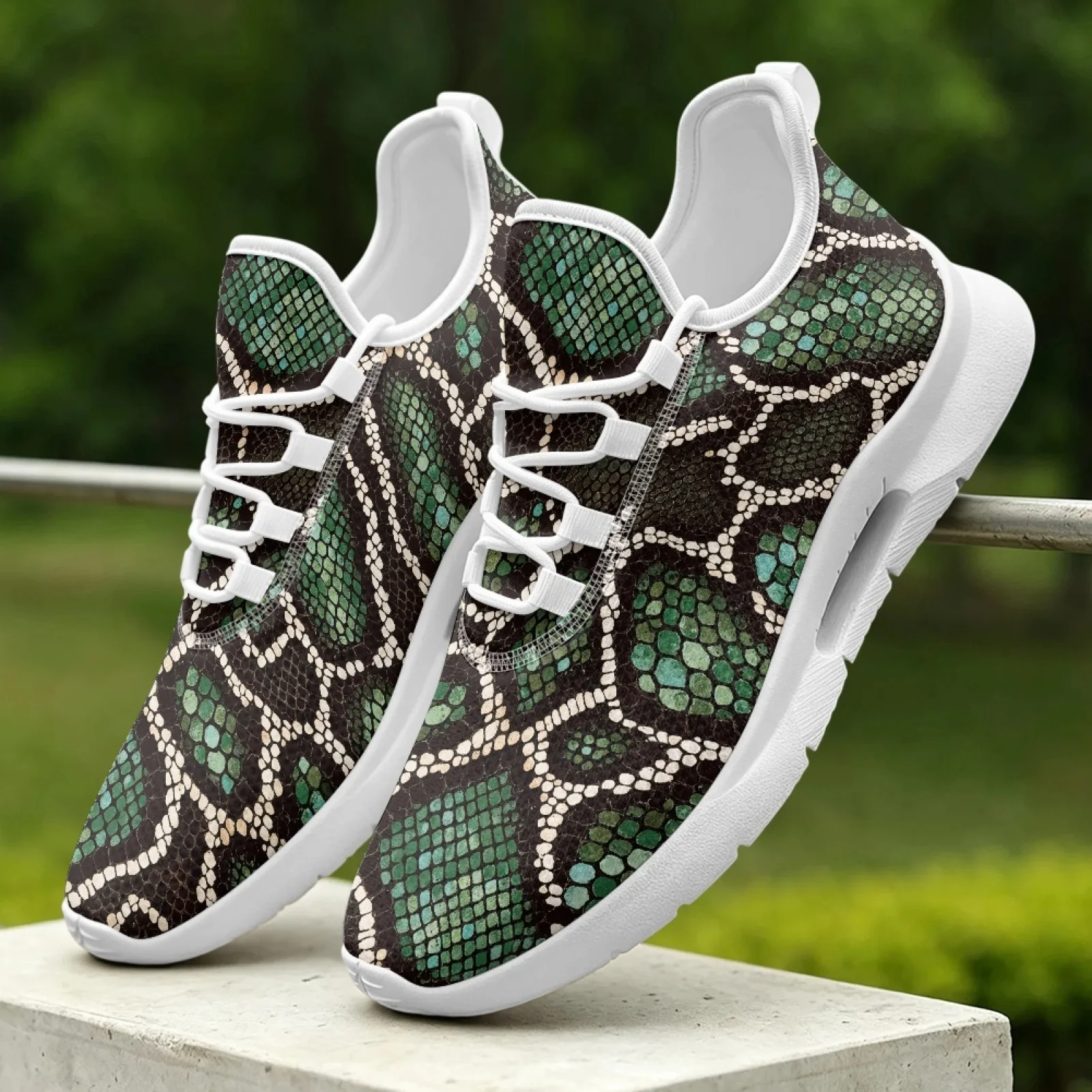 XIXIRIMIDO Women's Lace-up Casual Shoe Nurse Shoes Women's Sandals Men's Sneakers and Casual Shoes Tenis Feminino Snake Pattern