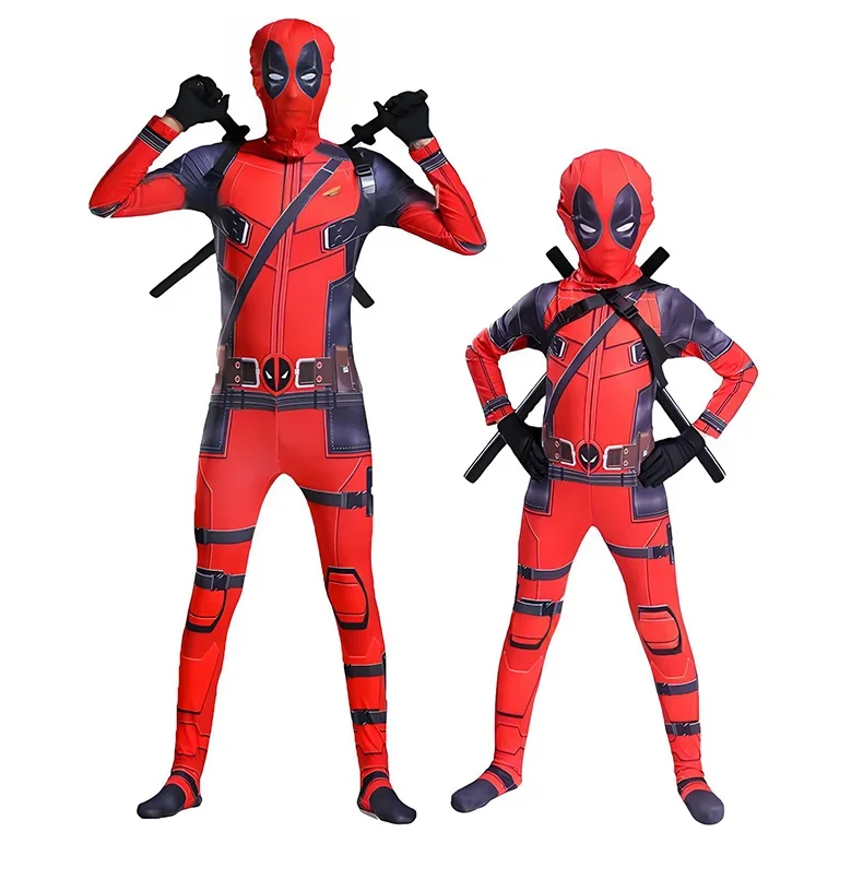 Halloween Weihnachtsfeier Deadpool Cosplay Kostüm Bodysuit Jumpsuit Schwert-Set Rollenspiel-Outfit Festival-Geschenk – Detail 3