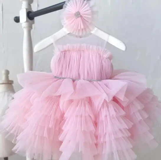 

Baby Girl Dress Pink Tutu Little Princess Dresses for Birthday Toddler Infant Party Dress Kid Wedding Party Gown