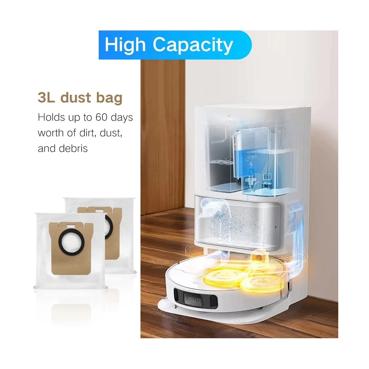 อะไหล่ถุงเก็บฝุ่น9ชิ้นสำหรับ Xiaomi Dreame L10S หุ่นยนต์อัลตร้าอะไหล่ถุงเก็บฝุ่น