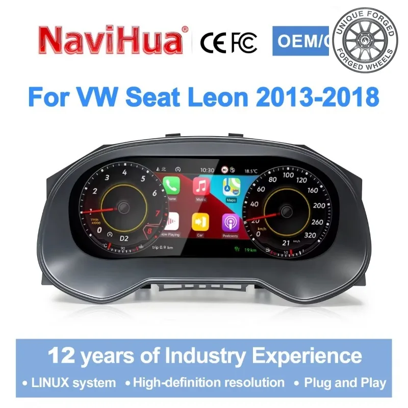 26 Style Car Digital Cluster Instrument Digital LCD Dashboard Linux System CarPlay For VW Seat Leon 2013-2018