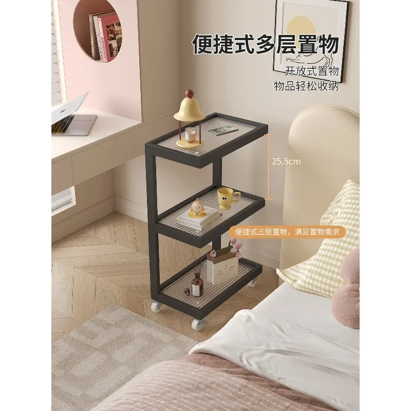 Extremely narrow bedside table, simple modern bedroom, bedside small shelves, removable small cabinets on the edge of the househ