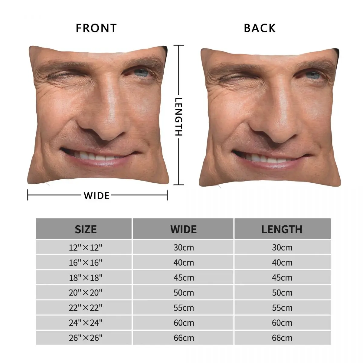 Matthew Mcconaughey Face Pillowcase Polyester Linen Velvet Pattern Zip Decor Sofa Cushion Case