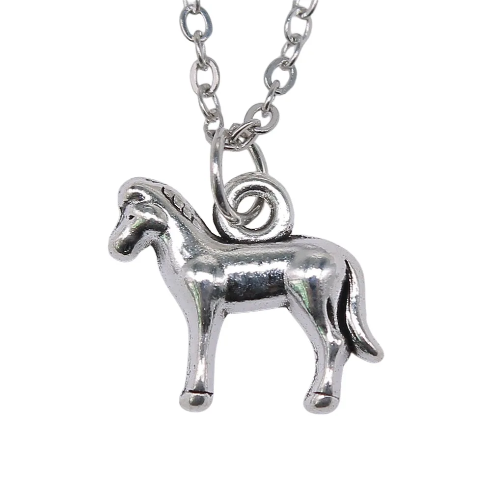 Simple Classic Fashion 18x14mm Antique Silver Color Horse Pendant Girl Women Short Chain Necklaces Choker Necklace