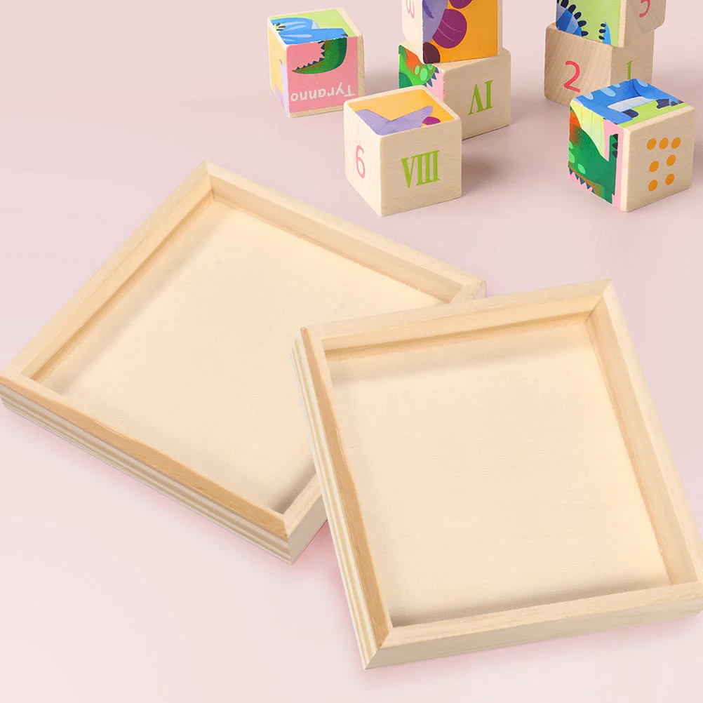 6 Pcs Puzzle Tray 3D Organizers Accessory Sorting Trays for Storage Wood Block Wooden Serving Child