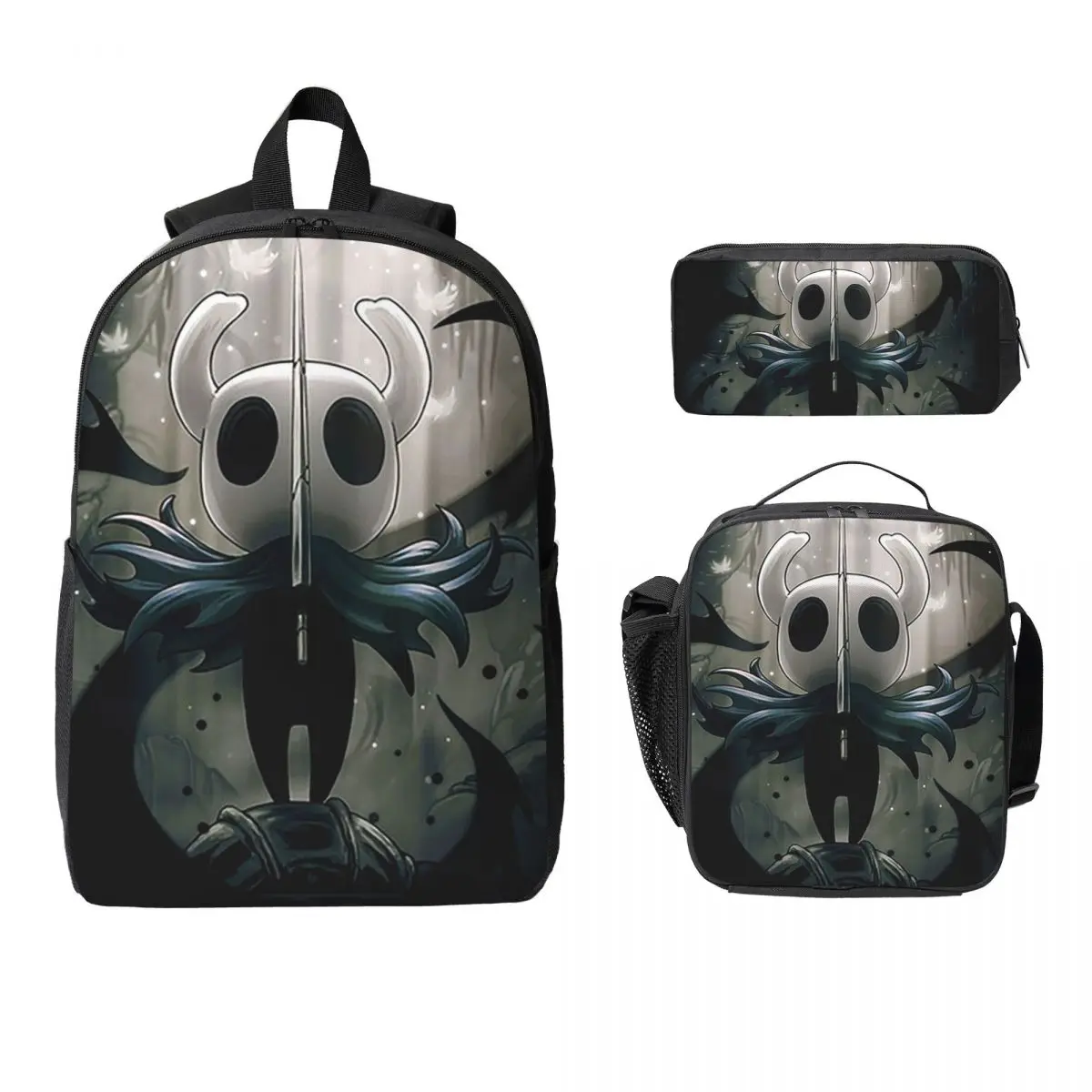 Ghost Knight Hollow Knight Game Backpack Boys Girls BookBag School Bag Laptop Shoulder Bags 3ps Insulated Lunch Bag Pencil Case