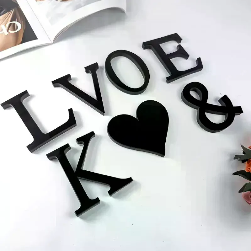 20cm Black 26 English Letters DIY 3D Acrylic Wall Stickers Self Adhesive Home Retro Wall Art Decor For Party Wedding Christmas