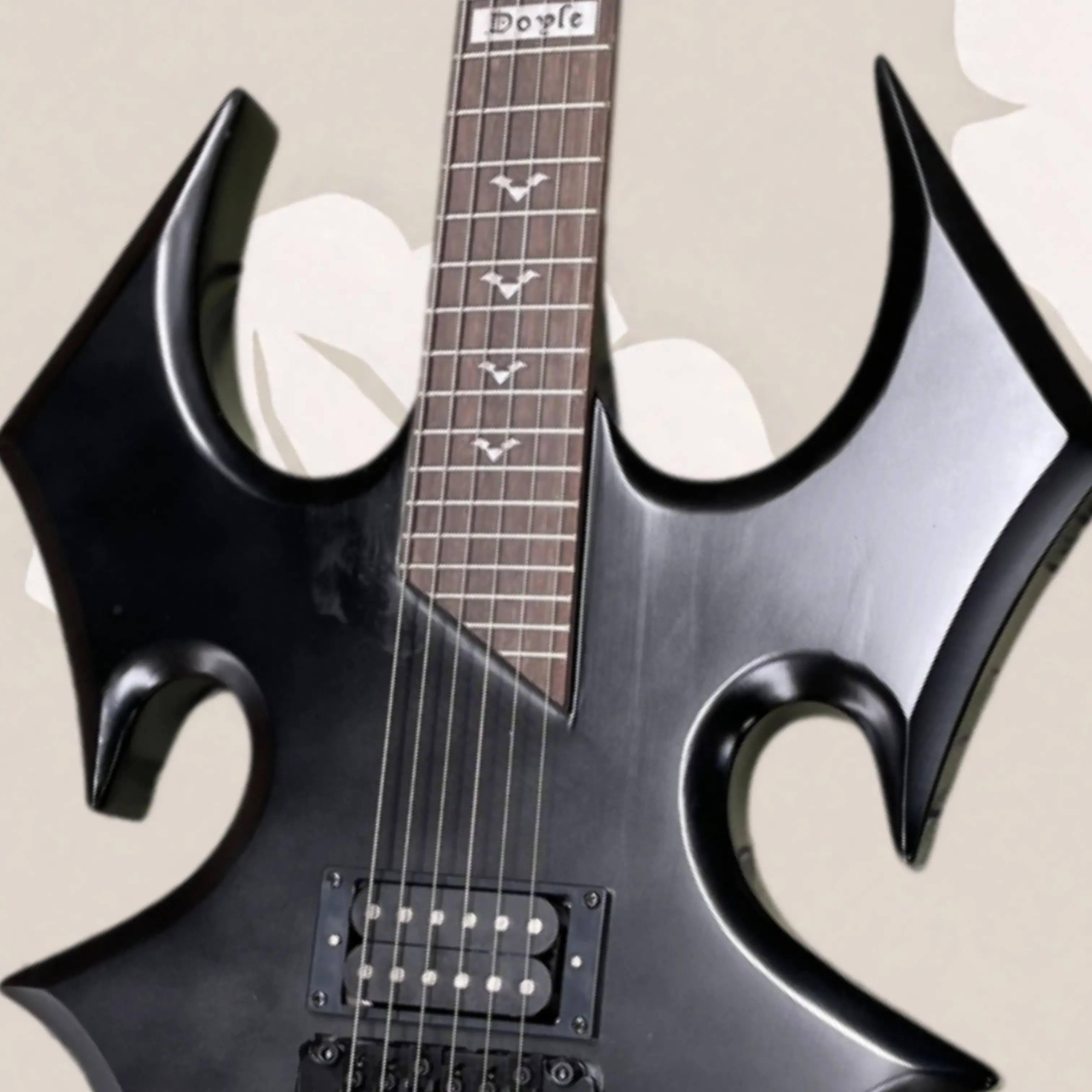 Matte Black Electric Guitar, 27 Frets Angular Art Contour Guitars, Instrument for Heavy Style Playing & Collection Guitarra