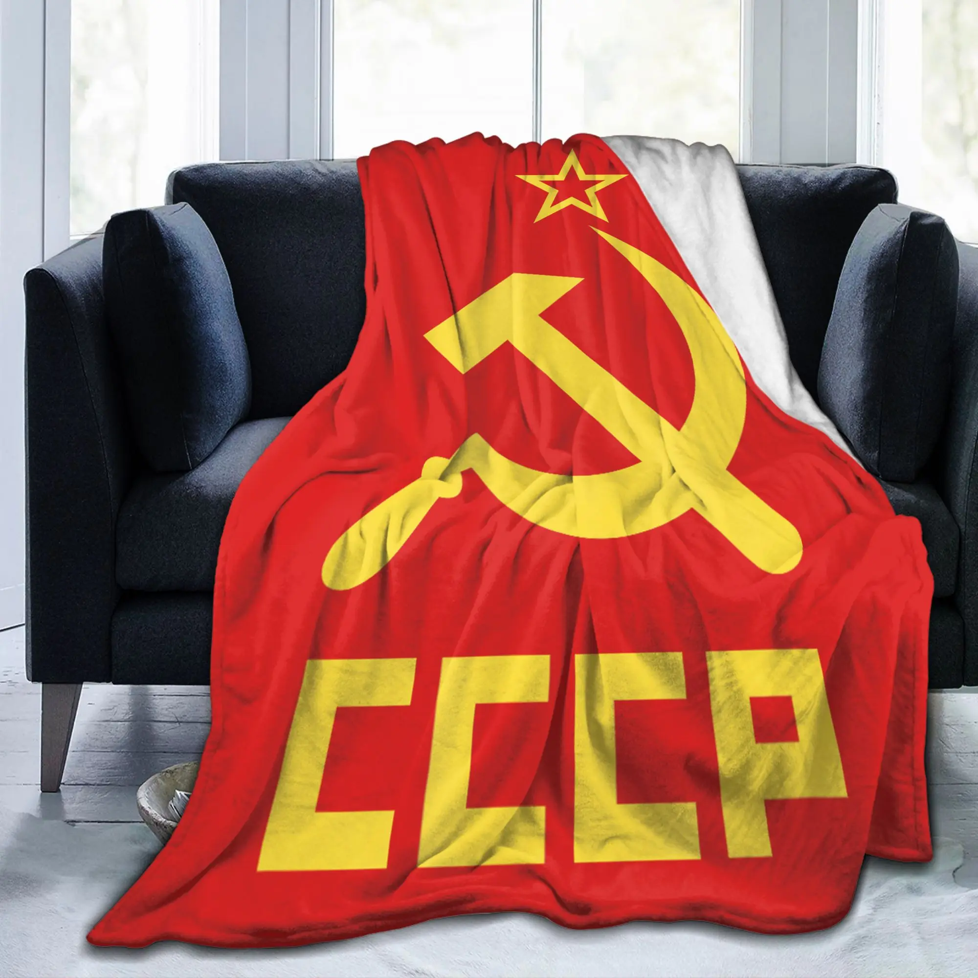 Hammer Sickle Soviet Union CCCP Blankets Flannel Decoration USSR Russian Multifunction Lightweight Bedding Throw Blanket Sofa