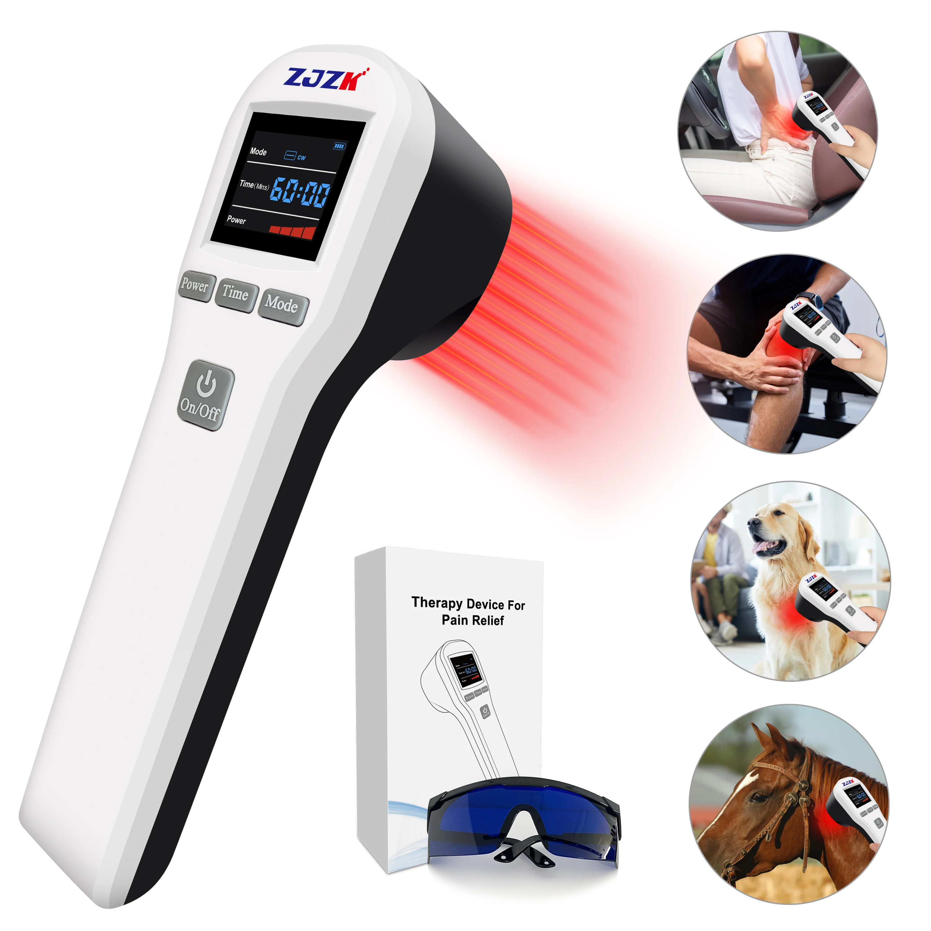 ZJZK Hand Held Cold Laser Therapy Device 650nmX16Diodes+808nmX4Diodes 3 Laser For Knee Pain Near Me Gynecological Inflammation