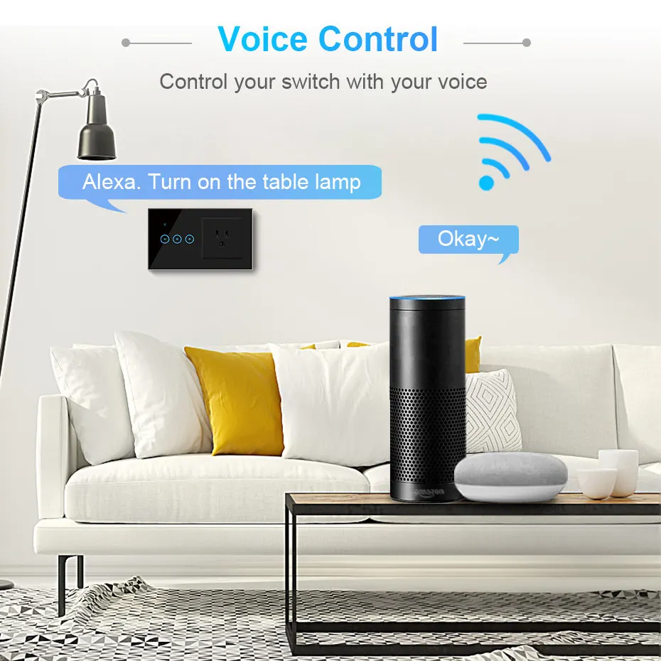 Imagem -05 - Interruptor de Luz sem Fio Tuya Smart Life Ewelink Controle por Toque Wifi Tomada Elétrica dos Eua Alexa Google Home Gang Gang Gang