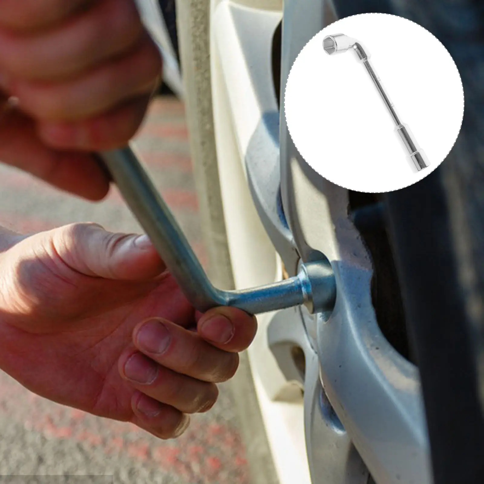 

L Shaped Tire Wrench 22Mm Chrome Vanadium Steel Lug Nut Removal Tool for Car Tire Repair Maintenance Compact Portable Socket