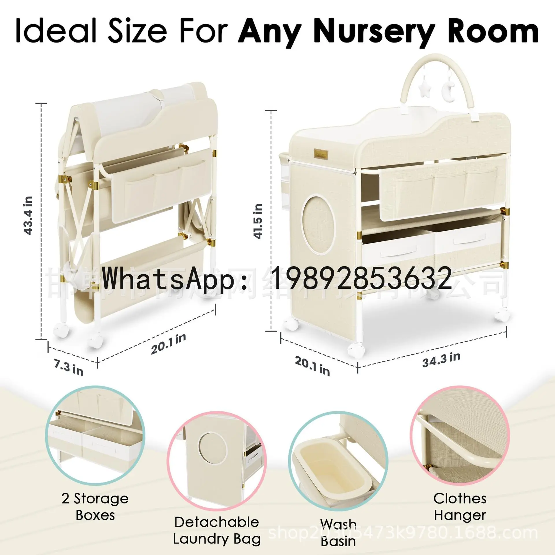 طاولة رعاية الرضع طاولة تغيير الحفاضات محمولة قابلة للطي متعددة الوظائف تعمل باللمس تدليك حمام السرير الجدول #3