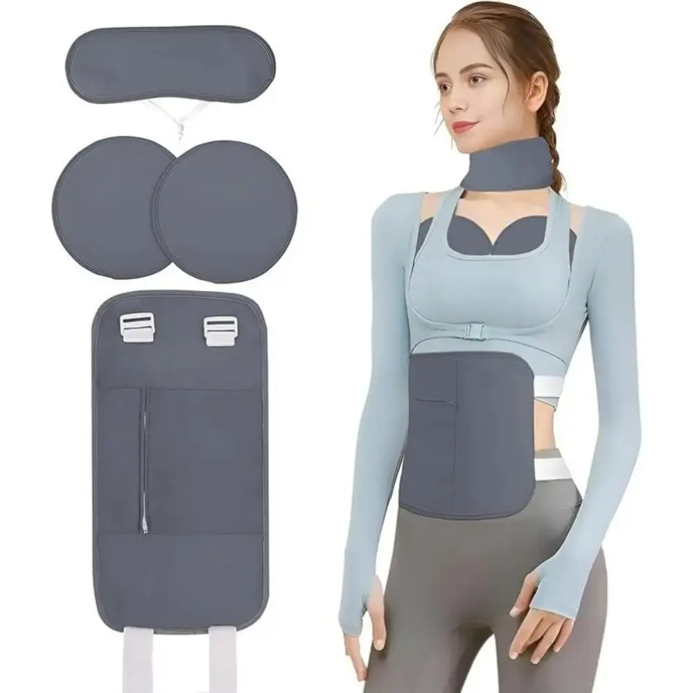 4PC Leak Proof Castor Oil Pack Oil Resistant Soft Fabric Oil Pack Pad Adjustable Strap Reusable Design Waist Support Daily Care