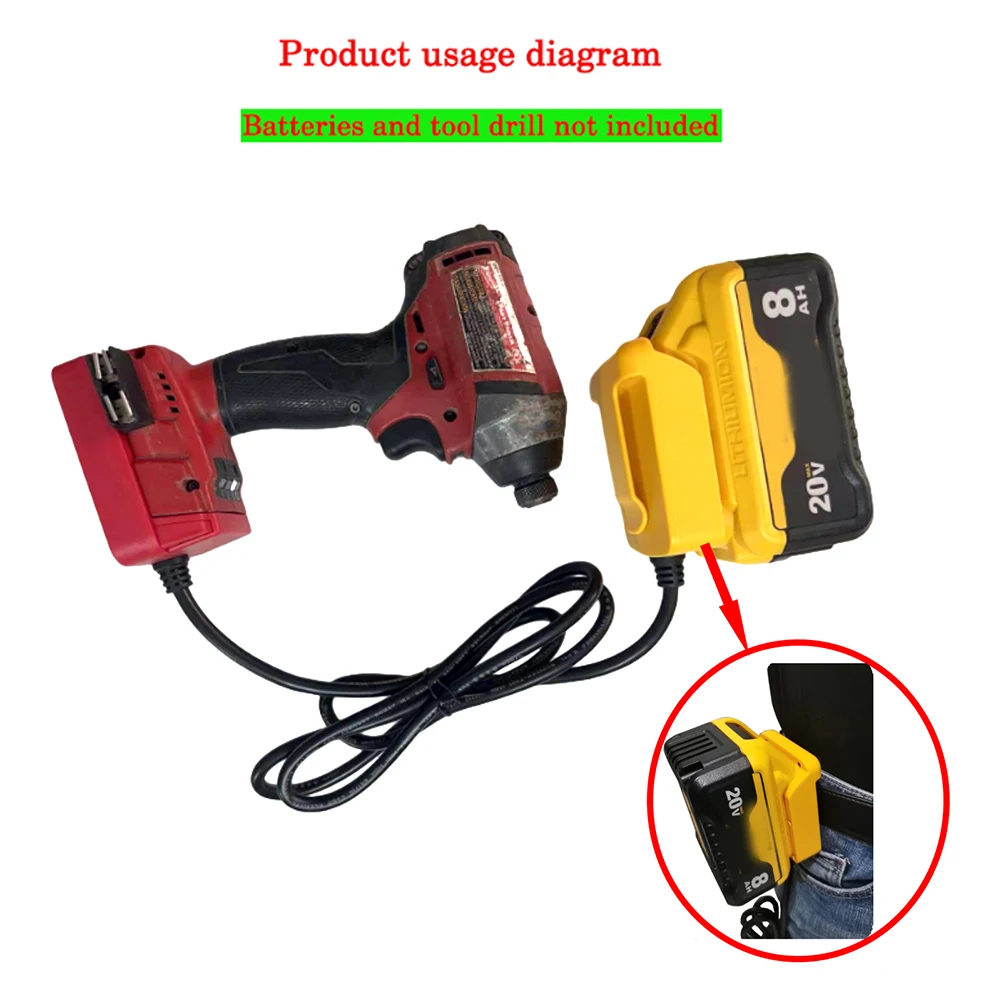 Battery Extension Cord Converter For De-walt 20V Battery For Mwke 18V Lithium Battery Electric Drill Power Tools Accessories