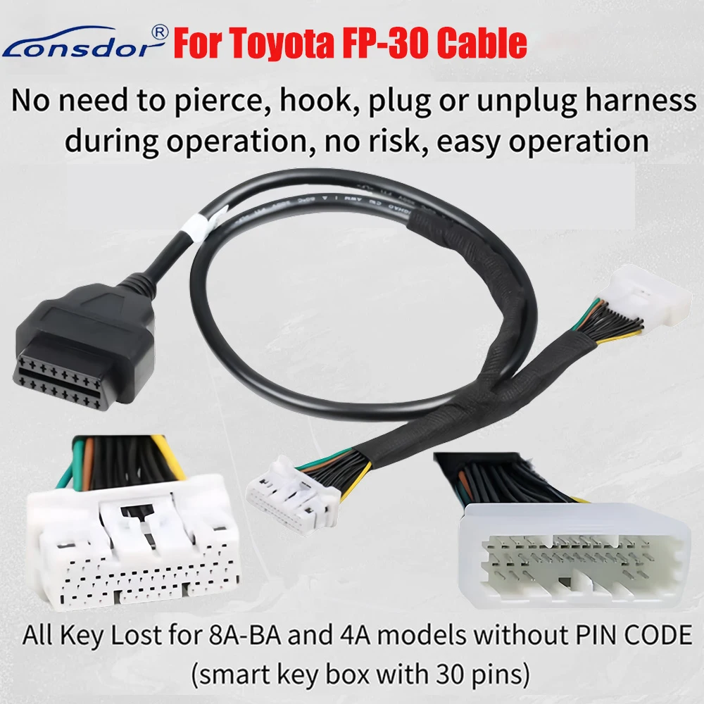 

Lonsdor FP-30 Cable Used for Toyota 8A-BA 4A-BA Adding Keys All Key Lost