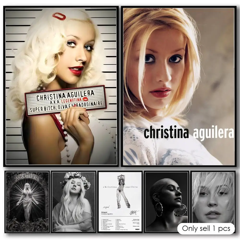 Pop Singer Photo C-Christina Aguilera Poster Decorative Wall Art Stickers Mural Photo Print for Home Living Room Hallway Decor