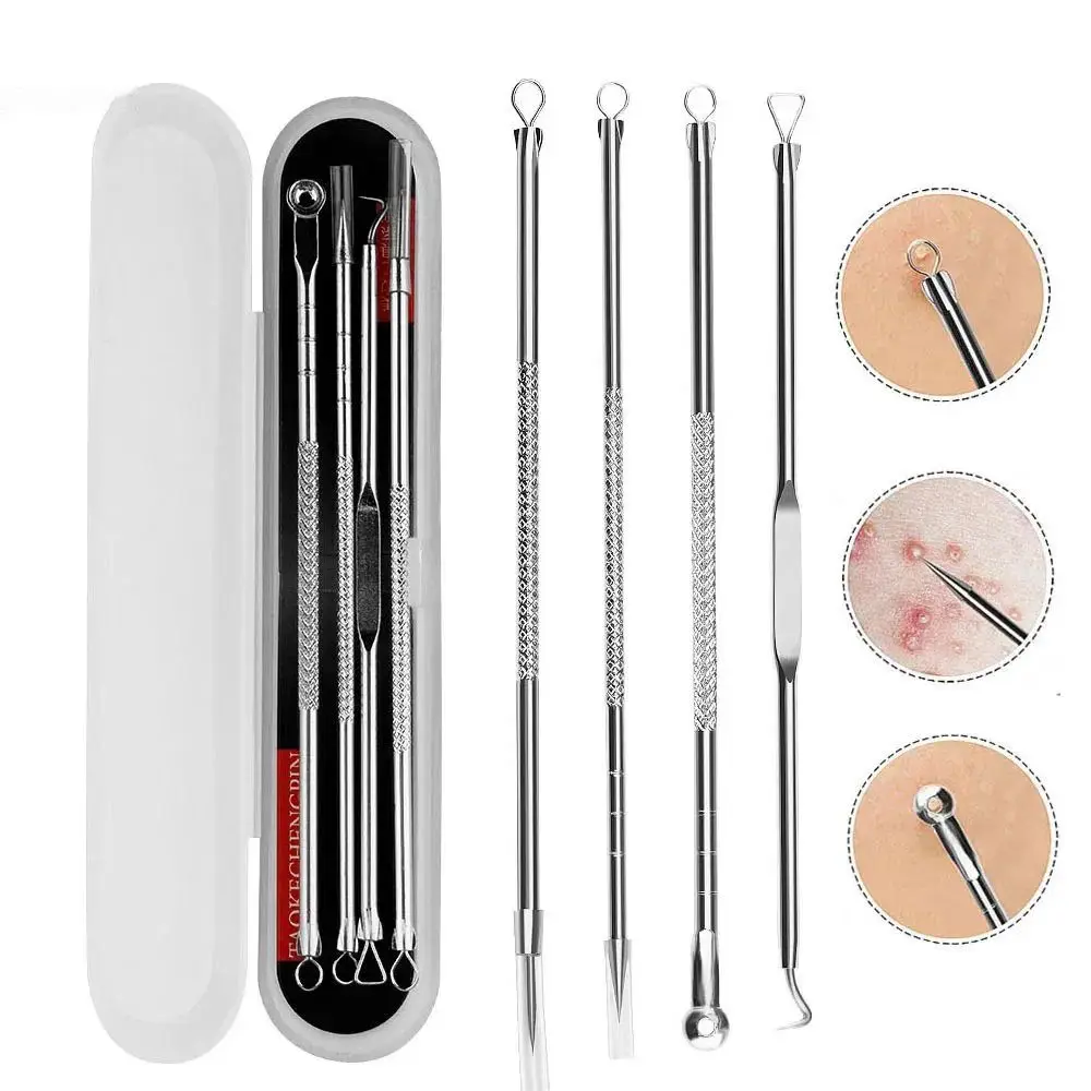 Juego de Herramientas de limpieza facial para el cuidado de la piel, Extractor de espinillas y acné, productos para el cuidado de la piel, 4 piezas