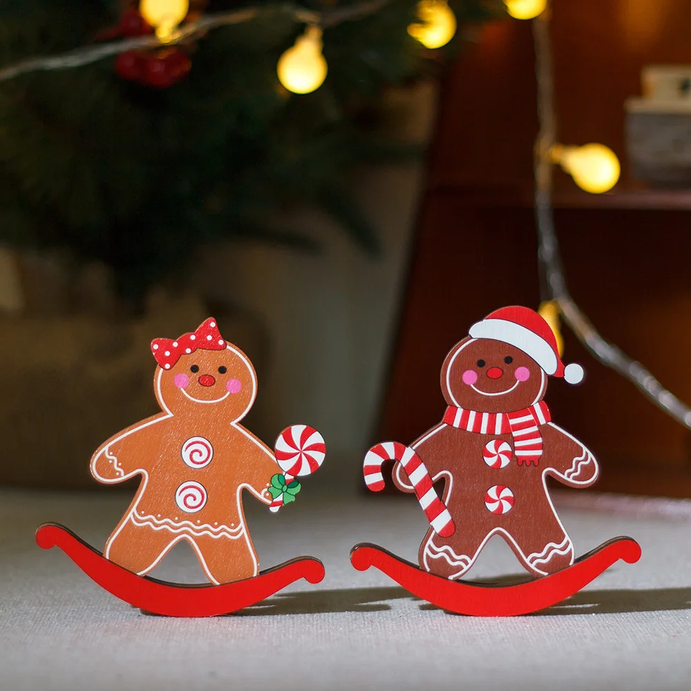 2PCS Gingerbread Man Ornaments Christmas Trojan horse Tumbler Toy 2024 Noel Navidad Xmas Decorations For Home New Year Kids Gift