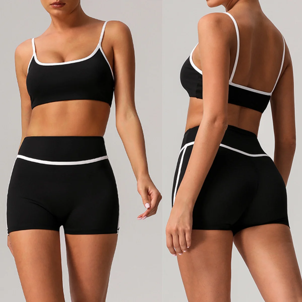 

2 PCS Yoga Set Women Sport Bra Gym Fitness High Waist Sports Shorts Active Wear Suit Sexy Sport Bra Gym Clothing workout set