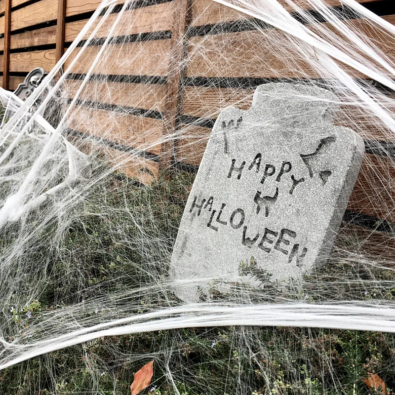 150/250 cm Schwarz Weiß Halloween Spinnennetz Riesiges Dehnbares Spinnennetz Für Home Bar Dekor Spukhaus Halloween Party Outdoor Dekor – Detail 12