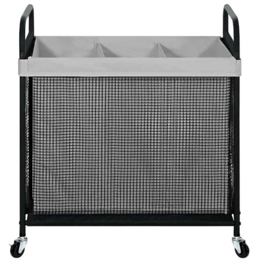 

Корзина для белья на 3 секции, 120 л, на колесиках, с вынимаемым и моющимся мешком-вкладышем, тележка-сортировщик для белья с колесами