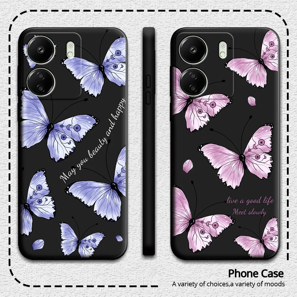 Für poco c65 c61 c55 c51 c50 fall blumen weicher silikon schmetterling telefon hülle für xiaomi poco c40 c31 c3 cartoon rückseite