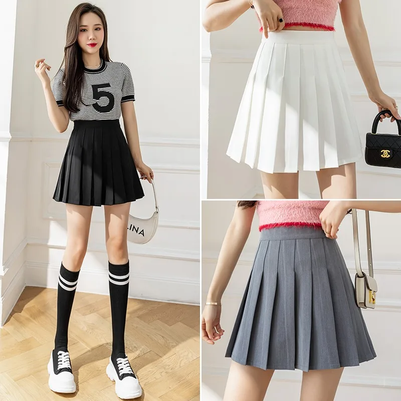 Women Skirt Summer New High Waist A Line Pleated Mini Skirt Woman Skirt for Petite Figure Short