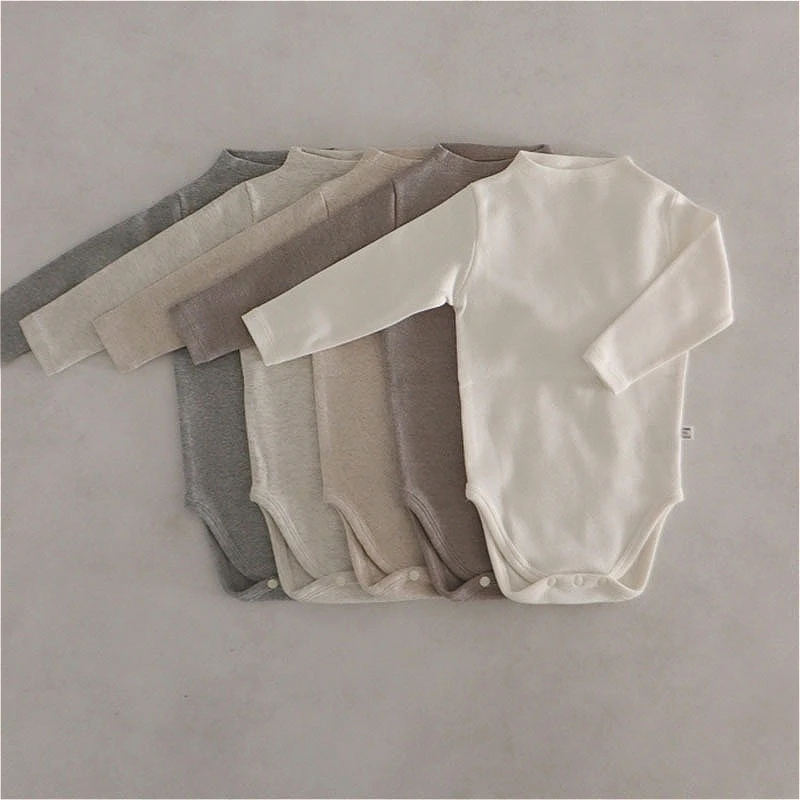 الوليد 3 إلى 24 متر الصلبة الكورية القطن رومبير الطفل Ins نصف عالية الرقبة منامة نيسيي شتاء دافئ للجنسين الرضع لينة داخلية 2026