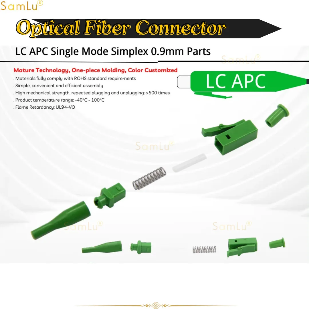 

200pcs/Lot sale Lc/pc Simplex Single Mode Apc Green Lc0.9 Jumper Loose Optical Fiber Connector